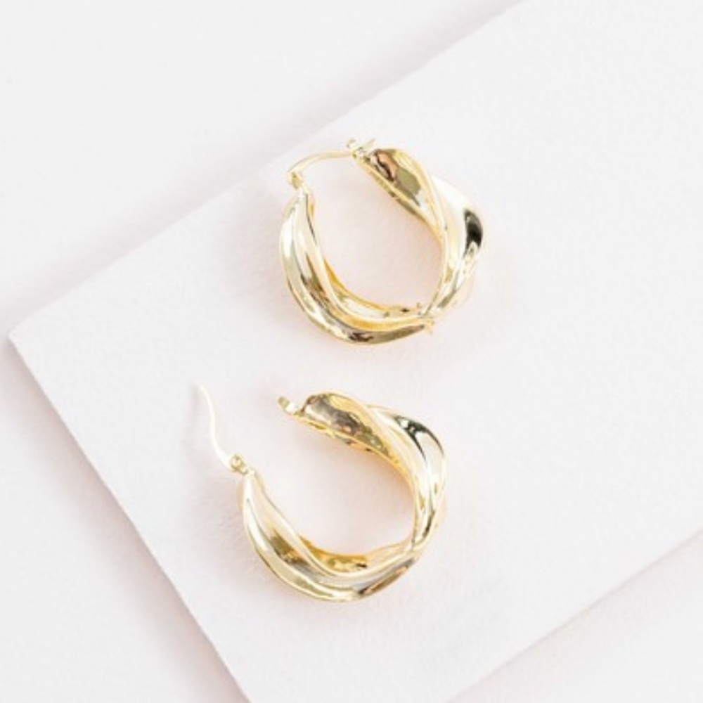 Gold Plated Twisted Hoop Earrings